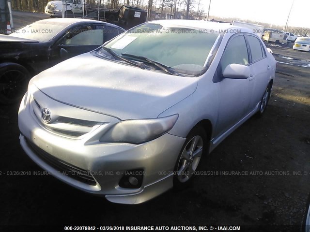 2T1BU4EE2BC718506 - 2011 TOYOTA COROLLA S/LE SILVER photo 2