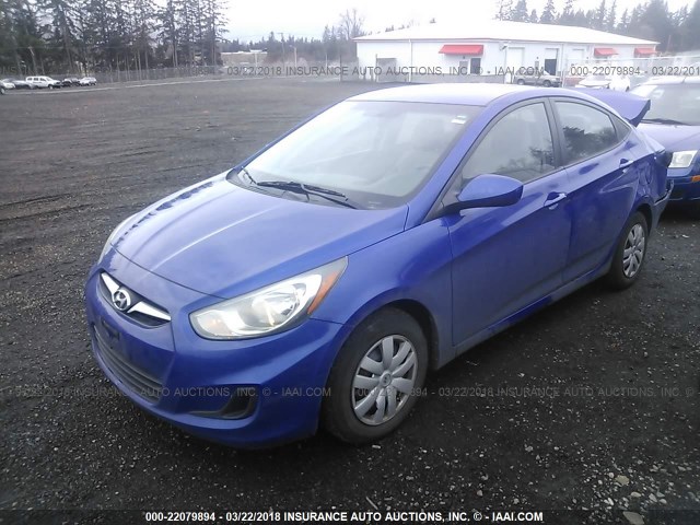 KMHCT4AE0DU369005 - 2013 HYUNDAI ACCENT GLS/GS BLUE photo 2