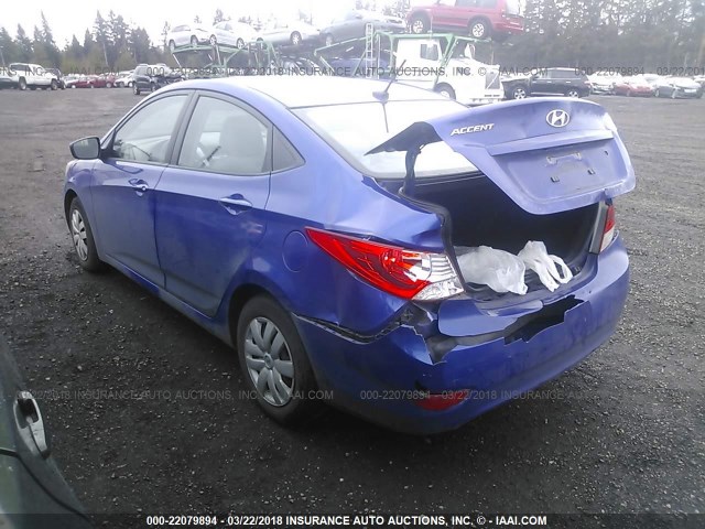 KMHCT4AE0DU369005 - 2013 HYUNDAI ACCENT GLS/GS BLUE photo 3