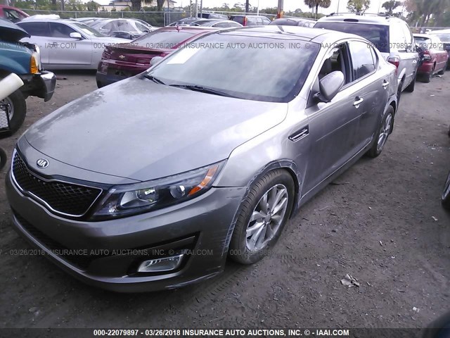 5XXGN4A72FG464210 - 2015 KIA OPTIMA EX GRAY photo 2