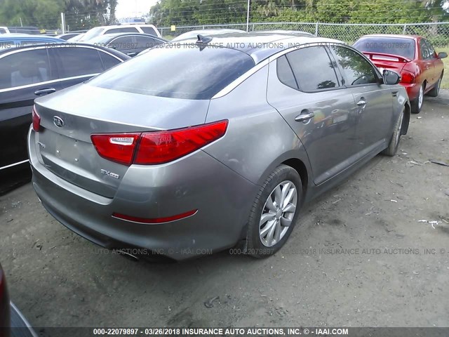 5XXGN4A72FG464210 - 2015 KIA OPTIMA EX GRAY photo 4