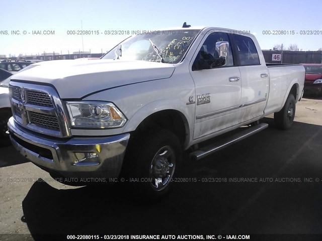 3C63R3JL2EG255904 - 2014 RAM 3500 LARAMIE WHITE photo 2