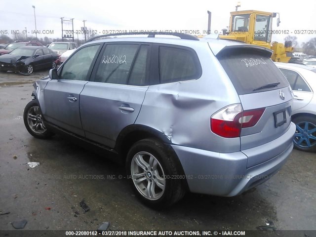 WBXPA93486WG86749 - 2006 BMW X3 3.0I BLUE photo 3