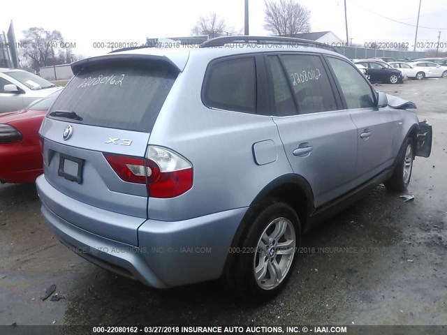 WBXPA93486WG86749 - 2006 BMW X3 3.0I BLUE photo 4