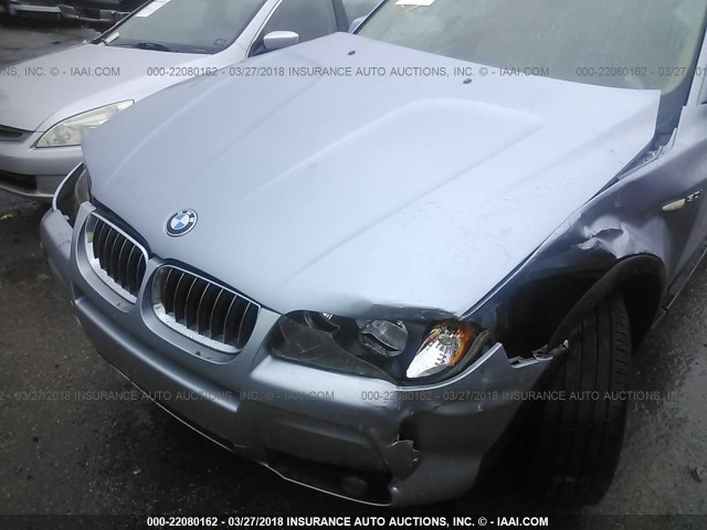 WBXPA93486WG86749 - 2006 BMW X3 3.0I BLUE photo 6