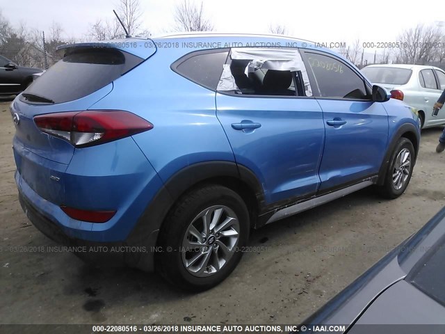 KM8J3CA49HU469750 - 2017 HYUNDAI TUCSON LIMITED/SPORT AND ECO/SE BLUE photo 4