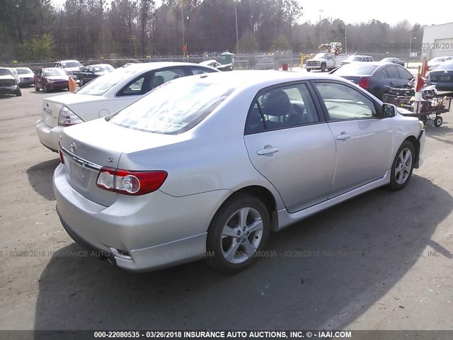 2T1BU4EE9BC554364 - 2011 TOYOTA COROLLA S/LE SILVER photo 4