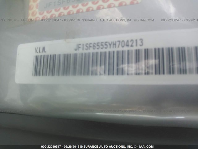 JF1SF6555YH704213 - 2000 SUBARU FORESTER S 银色 照片 9