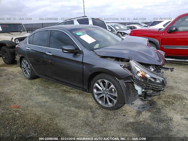 1HGCR2F55EA138251 - 2014 HONDA ACCORD SPORT GRAY photo 1