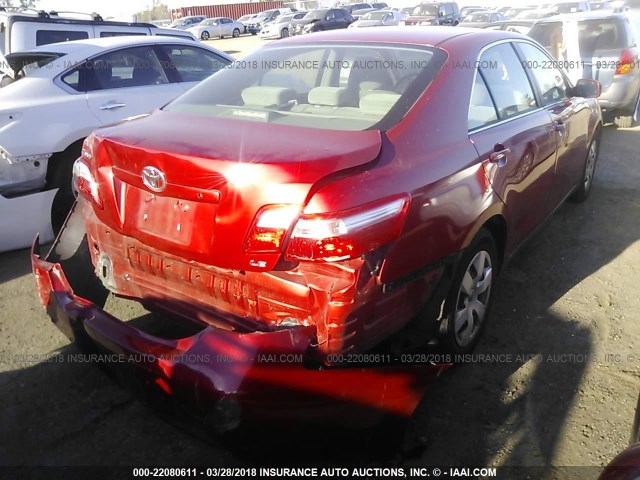 4T1BE46K97U005707 - 2007 TOYOTA CAMRY NEW GENERAT CE/LE/XLE/SE RED photo 4