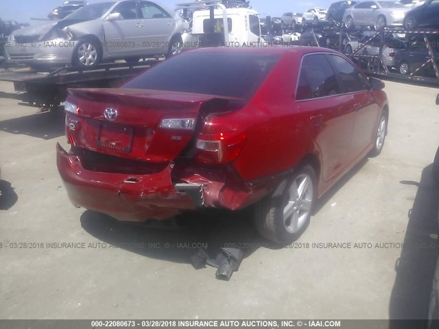 4T1BF1FK6CU620186 - 2012 TOYOTA CAMRY SE/LE/XLE RED photo 4