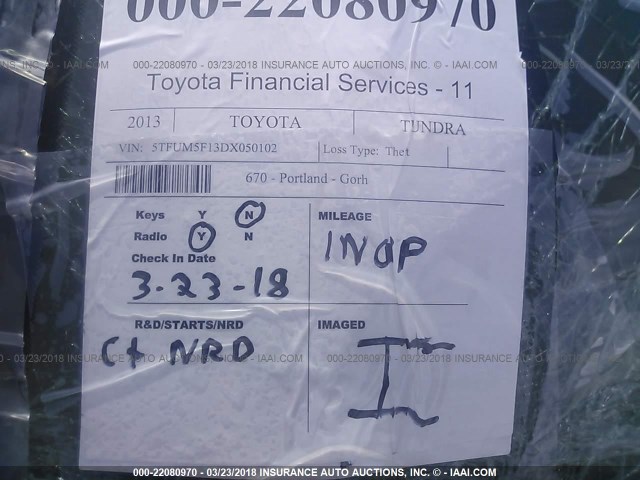 5TFUM5F13DX050102 - 2013 TOYOTA TUNDRA DOUBLE CAB SR5 BLUE photo 7