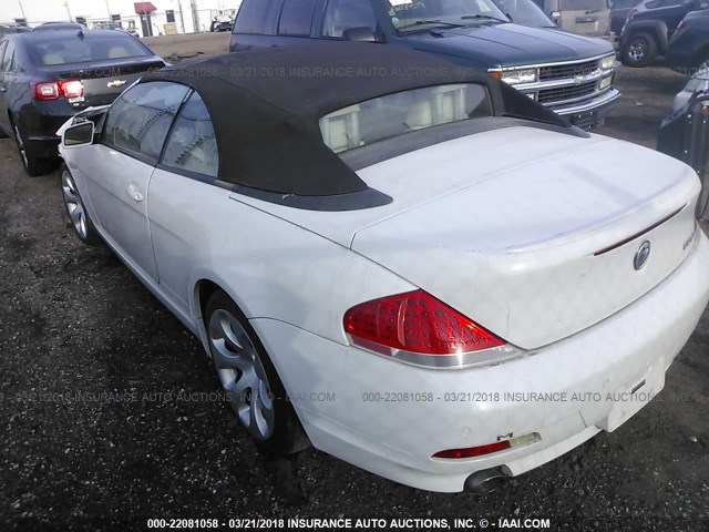 WBAEK13416CN75555 - 2006 BMW 650 I WHITE photo 3