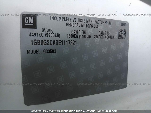 1GB0G2CA9E1117321 - 2014 CHEVROLET EXPRESS G3500  BLUE photo 10