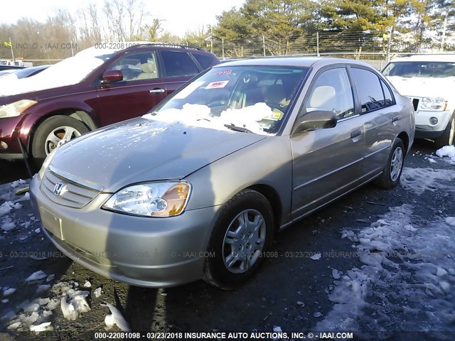 1HGES15501L020938 - 2001 HONDA CIVIC LX GOLD photo 2