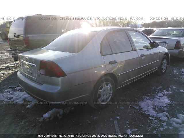 1HGES15501L020938 - 2001 HONDA CIVIC LX GOLD photo 4