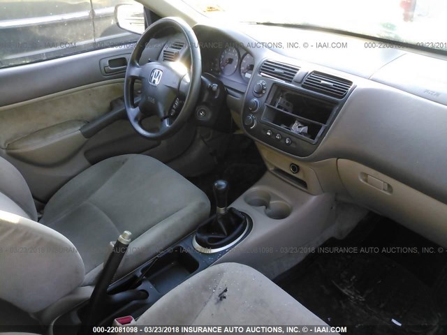 1HGES15501L020938 - 2001 HONDA CIVIC LX GOLD photo 5