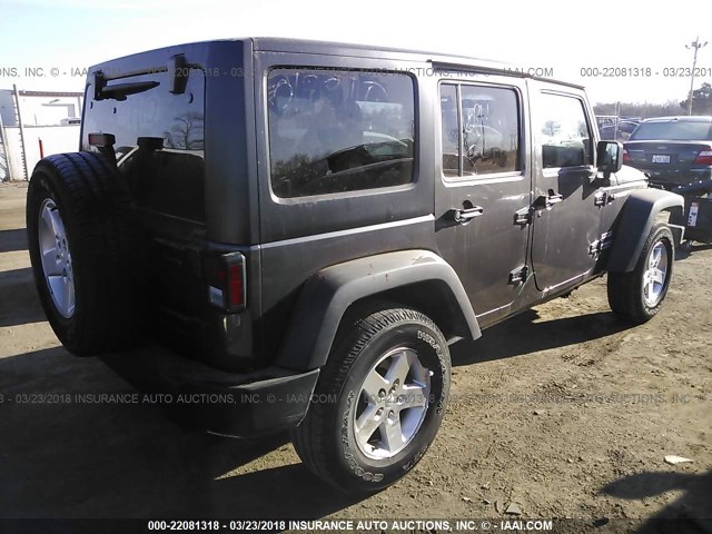 1C4BJWDG4GL205622 - 2016 JEEP WRANGLER UNLIMITE SPORT GRAY photo 4