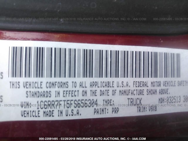 1C6RR7FT5FS656304 - 2015 RAM 1500 ST RED photo 9