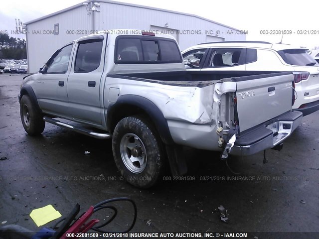 5TEGN92N12Z028454 - 2002 TOYOTA TACOMA DOUBLE CAB PRERUNNER SILVER photo 3