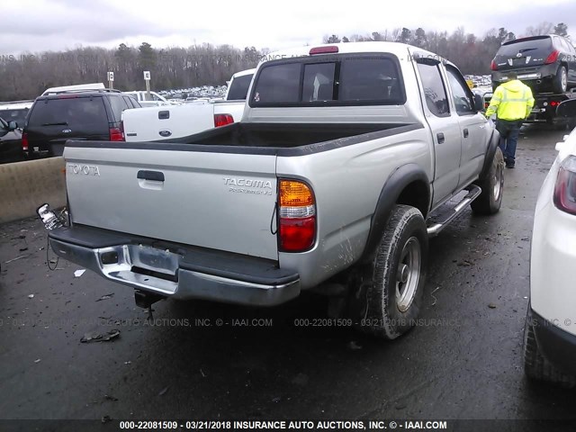 5TEGN92N12Z028454 - 2002 TOYOTA TACOMA DOUBLE CAB PRERUNNER SILVER photo 4