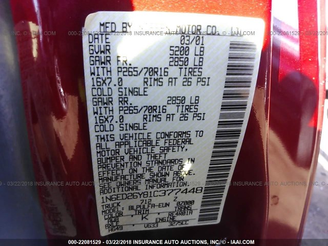 1N6ED26Y81C377448 - 2001 NISSAN FRONTIER KING CAB XE/KING CAB SE RED photo 9