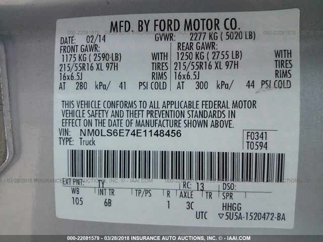 NM0LS6E74E1148456 - 2014 FORD TRANSIT CONNECT XL RED photo 9