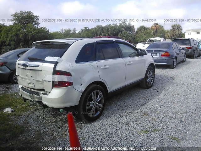 2FMDK3KC3BBA29641 - 2011 FORD EDGE LIMITED WHITE photo 4