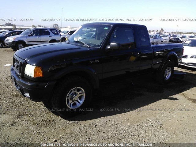 1FTYR14U94PA14519 - 2004 FORD RANGER SUPER CAB BLACK photo 2