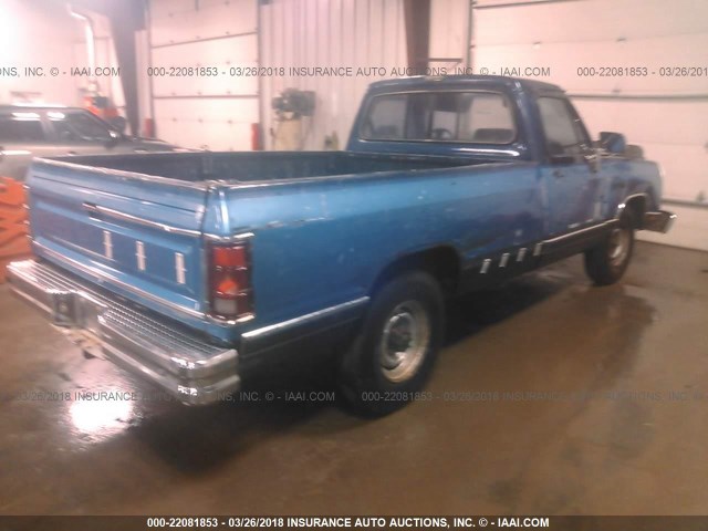 1B7KE26Z9LS751165 - 1990 DODGE D-SERIES D200/D250 BLUE photo 4