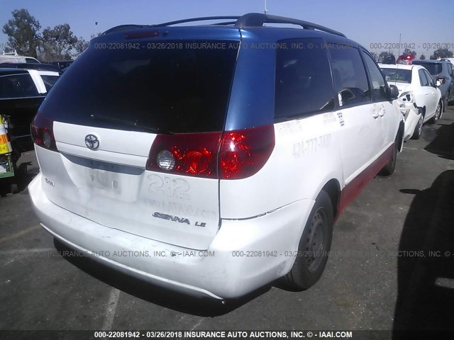 5TDZK23C37S016929 - 2007 TOYOTA SIENNA CE/LE WHITE photo 4