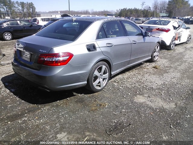 WDDHF8HBXAA196312 - 2010 MERCEDES-BENZ E 350 4MATIC GRAY photo 4