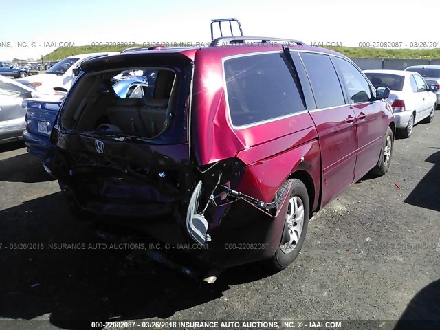 5FNRL38815B100742 - 2005 HONDA ODYSSEY TOURING RED photo 4