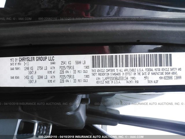 1J4PP2GK9BW559134 - 2011 JEEP LIBERTY SPORT Boz foto 9