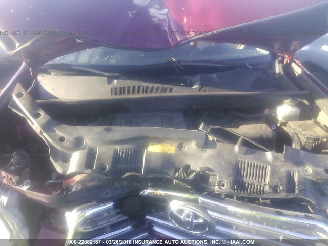 JTEES42A082098407 - 2008 TOYOTA HIGHLANDER LIMITED RED photo 10