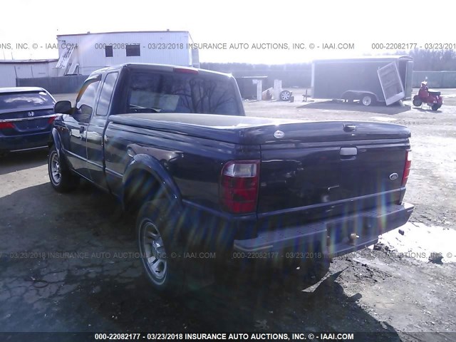 1FTYR14U62TA50222 - 2002 FORD RANGER SUPER CAB BLACK photo 3