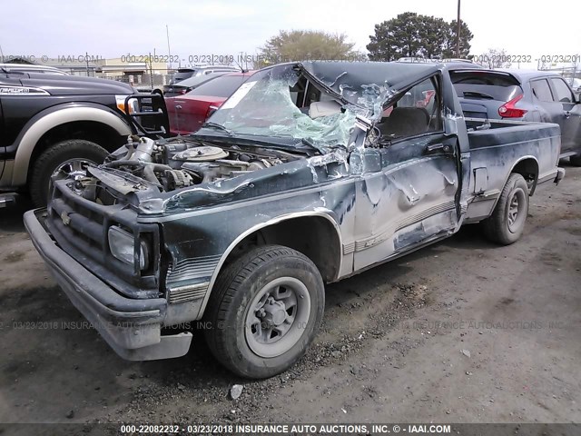 1GCCS14Z0P8176130 - 1993 CHEVROLET S TRUCK S10 GREEN photo 2