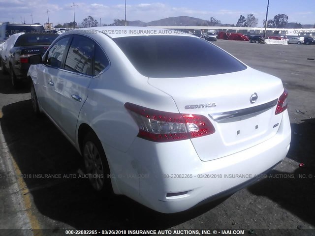 3N1AB7AP5EY319817 - 2014 NISSAN SENTRA S/SV/SR/SL WHITE photo 3