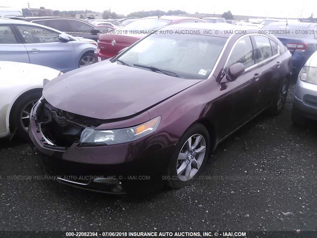 19UUA8F57DA002491 - 2013 ACURA TL TECH MAROON photo 2
