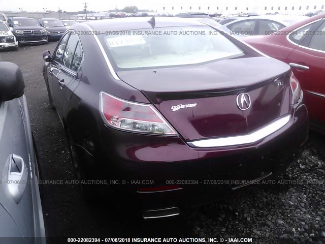 19UUA8F57DA002491 - 2013 ACURA TL TECH MAROON photo 3