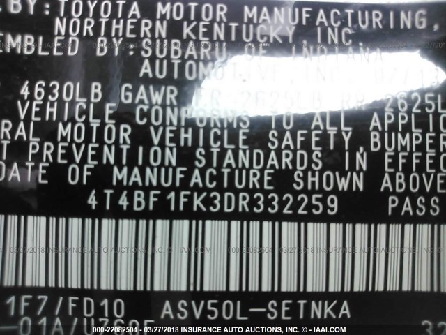 4T4BF1FK3DR332259 - 2013 TOYOTA CAMRY L/SE/LE/XLE SILVER photo 9