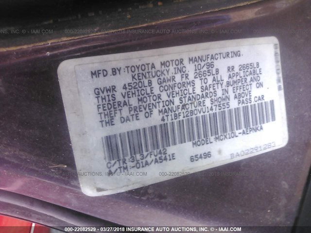 4T1BF12B0VU147555 - 1997 TOYOTA AVALON XL/XLS PURPLE photo 9