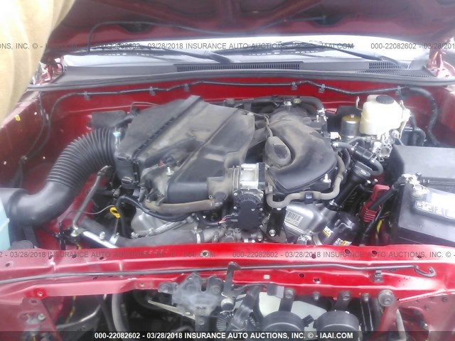 5TELU4EN1AZ672292 - 2010 TOYOTA TACOMA DOUBLE CAB წითელი ფოტო 10