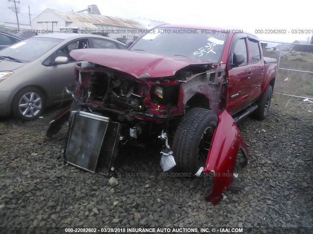 5TELU4EN1AZ672292 - 2010 TOYOTA TACOMA DOUBLE CAB RED photo 2