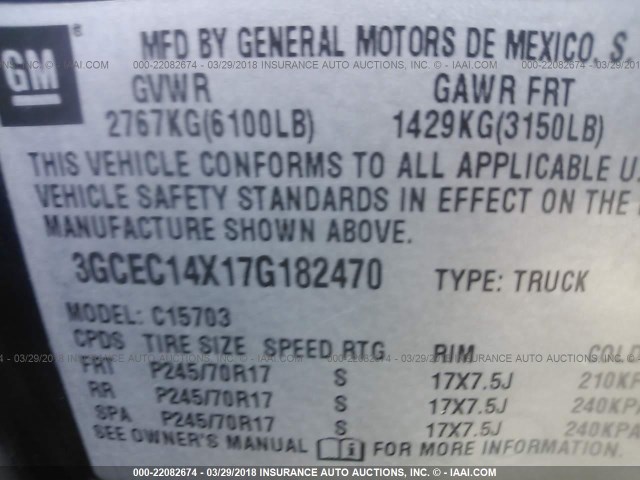 3GCEC14X17G182470 - 2007 CHEVROLET SILVERADO C1500 CLASSIC BLUE photo 9