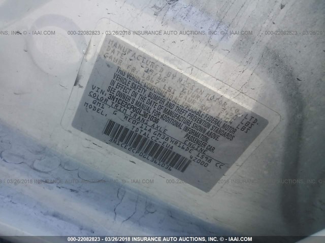 3N1CE2CP0GL361036 - 2016 NISSAN VERSA NOTE S/S PLUS/SV/SL/SR WHITE photo 9