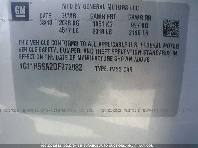 1G11H5SA2DF272982 - 2013 CHEVROLET MALIBU LTZ SILVER photo 9