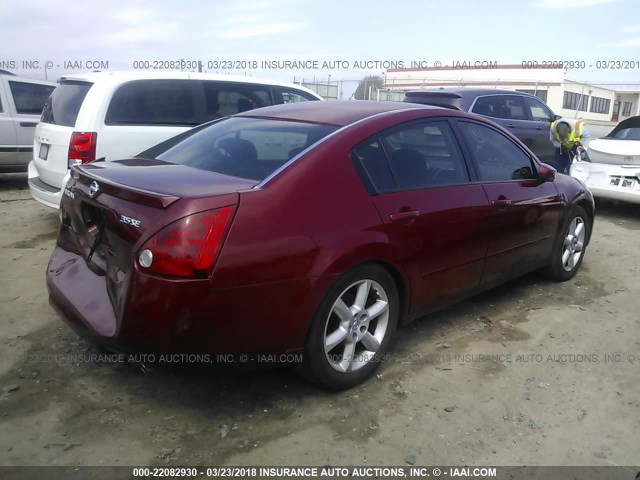 1N4BA41EX4C895711 - 2004 NISSAN MAXIMA SE/SL BURGUNDY photo 4