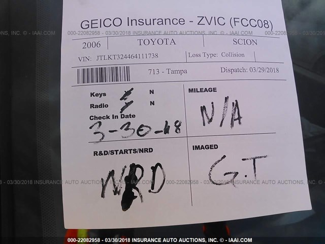 JTLKT324464111738 - 2006 TOYOTA SCION XB ვერცხლისფერი ფოტო 7