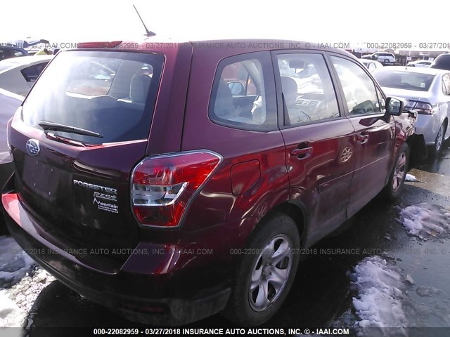 JF2SJAAC5EG477043 - 2014 SUBARU FORESTER 2.5I RED photo 4